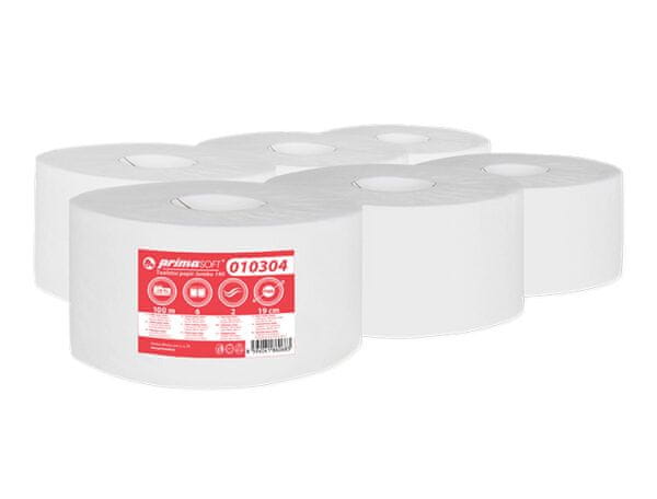 Primasoft Jumbo toaletný papier 190 mm, 2 vrstvy, celulóza, návin 100 m - 12 ks